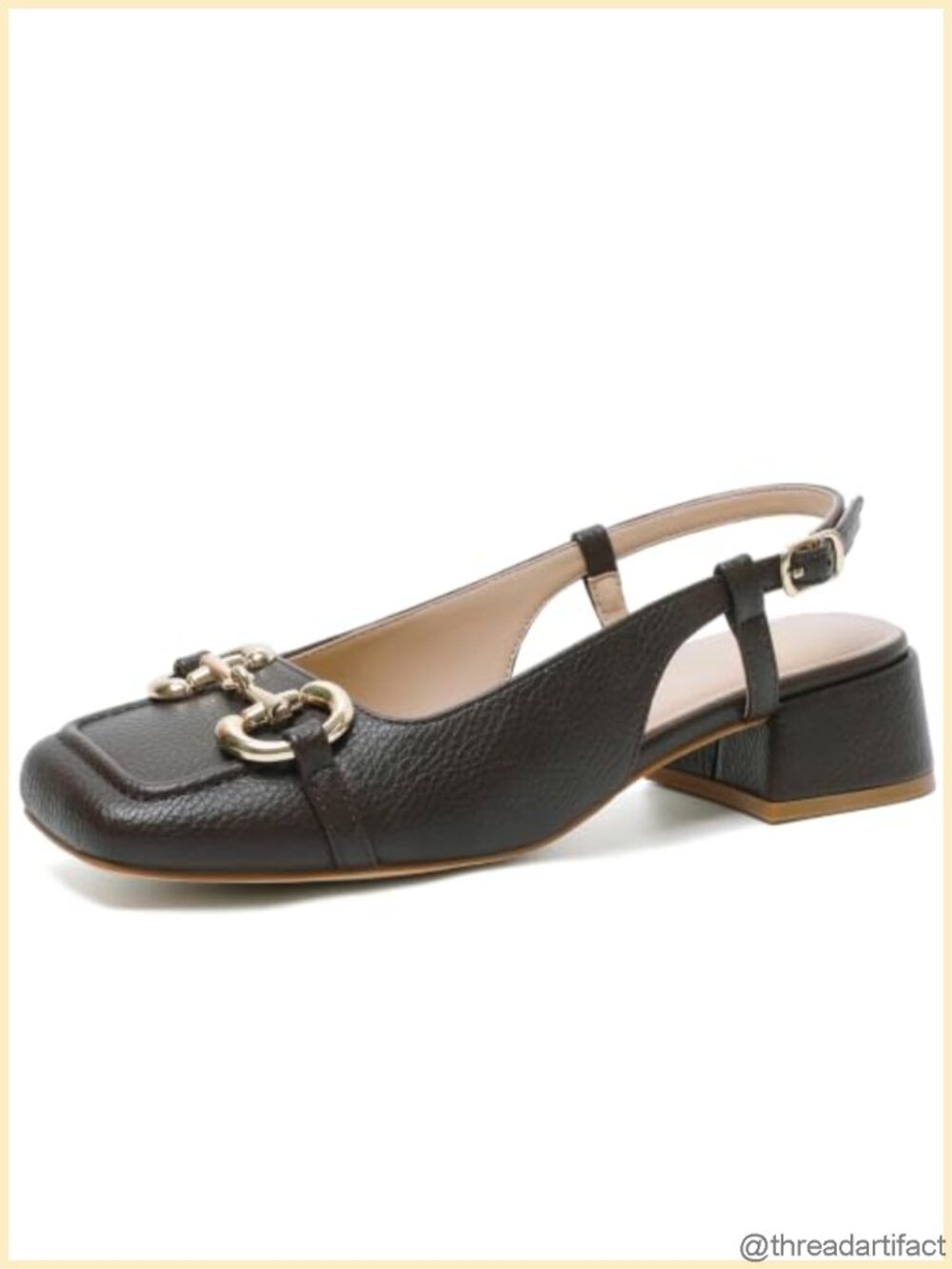 Mostrin Mary Jane Slingback Chunky Low Heel Faux Leather Pumps